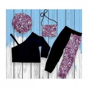 Compleu Casual Leopard cu Palarie pentru fete, Roz (❗️ Atentie: Setul vine cu gentuta din poza fara model❗️)