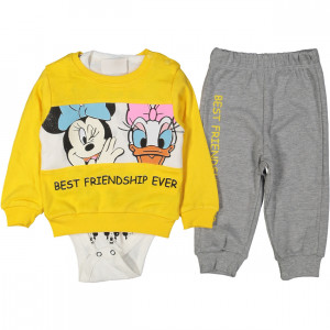 Compleu Fetita Minnie Mouse & Ratusca Daisy, bumbac, galben
