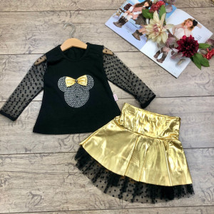 Compleu Fustita Minnie Mouse cu Dantela