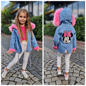 Geaca de Blug, Minnie Mouse, Imblanita, cu Blanita Detasabila, Pentru Fetite, 4-12 ani - Img 3