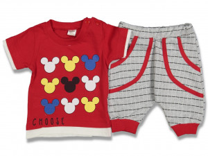 Compleu 2 piese, pentru copii, Mickey Mouse, rosu, 9-24 luni