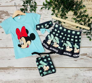 Compleu 4 piese Minnie Mouse pentru Fetite, Albastru