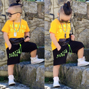 Compleu Always Looking pentru baieti, 100% Bumbac Galben