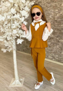 COMPLEU ELEGANT 4 PIESE BENTITA, PANTALON, BLUZA SI VESTUTA PENTRU FETITE