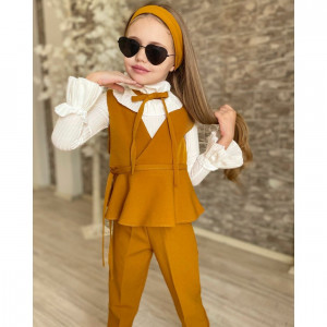COMPLEU ELEGANT 4 PIESE BENTITA, PANTALON, BLUZA SI VESTUTA PENTRU FETITE
