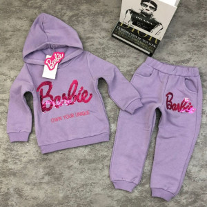 Trening Vatuit, Barbie, Own You, Mov, 2 Piese, Hanorac cu Gluga si Pantaloni, Pentru Fete, 3-8 Ani