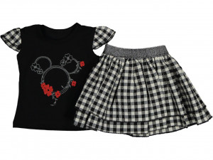 Compleu 2 piese Logo Minnie pentru fetite, Negru, 1-3 ani
