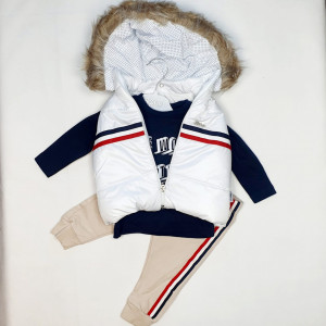 Compleu 3 piese Vesta, Bluza si Pantaloni CREM