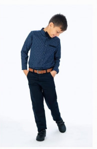 Compleu Bleumarin, Elegant, 4 Piese, Camasa, Pantaloni, Papion si Curea, Pentru Baieti, 9-12 ani