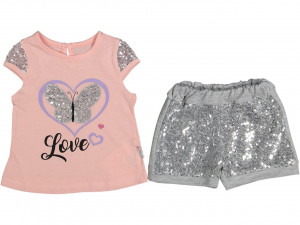Compleu pentru fetite, love, roz autic, 9-24 luni
