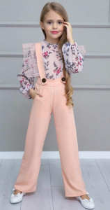 COMPLEU 2 PIESE SALOPETA SI BLUZA INFLORATA PENTRU FETE