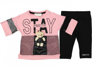 Compleu Stay Pretty pentru fete, 100% Bumbac Roz, 6-9 ani