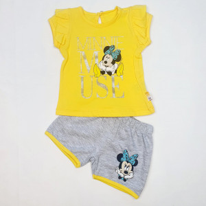 Compleu tricou si pantaloni scurti, Minnie Mouse, GALBEN, 9-24 luni