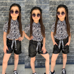 Compleu Zebra 2 piese pentru fete, Negru