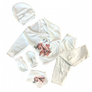 SET 5 PIESE PARIS PENTRU FETITE, 100% BUMBAC