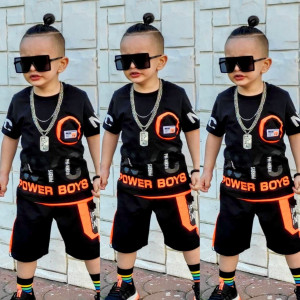 Compleu 2 piese Power Boys, 100% Bumbac Negru