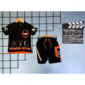 Compleu 2 piese Power Boys, 100% Bumbac Negru