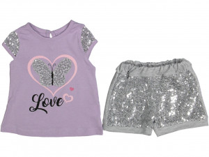 Compleu pentru fetite, love, mov, 9-24 luni