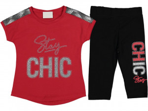 Compleu Rosu, Chic, 100% Bumbac, Pentru Fetite, 6-9 ani