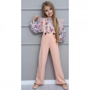 COMPLEU 2 PIESE SALOPETA SI BLUZA INFLORATA PENTRU FETE