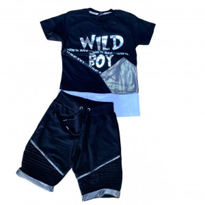 Compleu Wild Boy pentru baietei, 100% Bumbac Negru