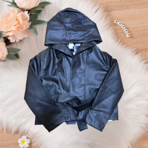 Geaca Neagra, Imitatie de Piele, Pentru Fetite, 1-5 ani