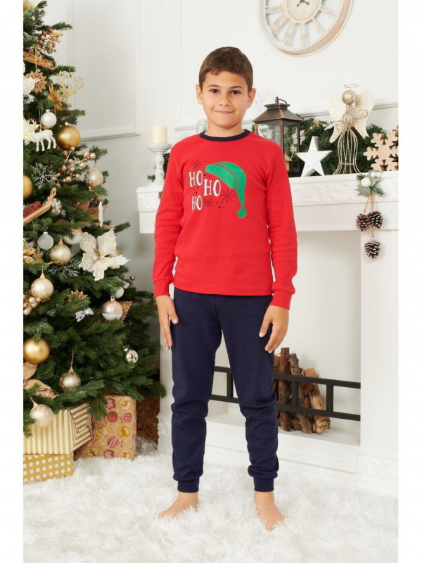 Pijama Craciun copii model rosu Hohoho