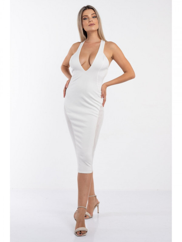 Rochie dama alba cu model abstract