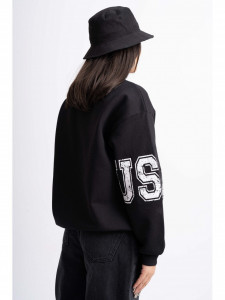 Bluza Dama Sport din Bumbac Usor Vatuit Model Keep Going Atlanta Negru - Img 6