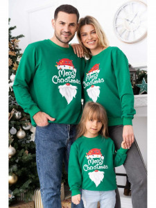 Bluza de Craciun Barbat Verde cu Maneca Lunga bumbac model Merry Christmas - Img 2