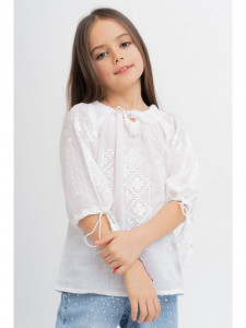 Bluza Traditionala Din Bumbac Alb cu Broderie