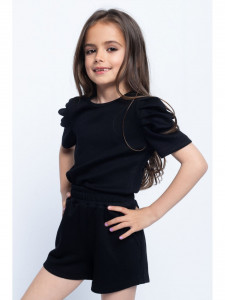Compleu Casual Negru cu Maneci Bufante pentru Fete - Img 3