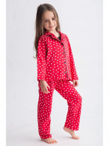 Pijama copil rosie cu buline - Img 2