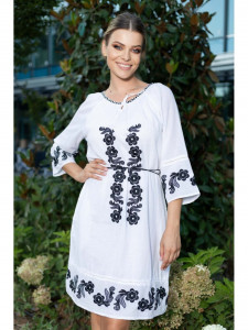 Rochie dama tip ie traditionala model broderie neagra - Img 1