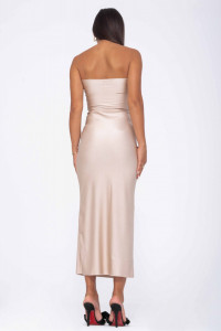 Rochie nude slim fit lunga pentru dama - Img 4