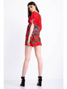 Rochie rosie pentru dama cu model tip folclor - Img 5