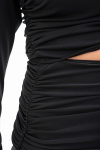 Rochie scurta neagra cu aspect drapat pentru dama - Img 7
