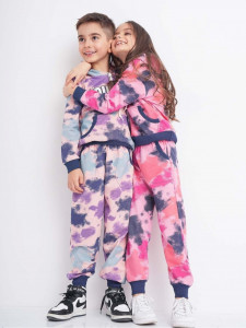 Trening degrade din bumbac model tie dye pentru copii cu mesaj LOVELY - Img 6