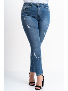 Blugi dama marimi mari albastru slim-fit - Img 2
