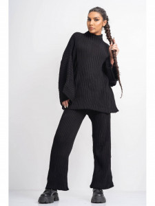 Compleu Dama 2 Piese din Tricot Negru model Larg - Img 4