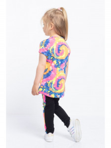 Compleu fetite tricou si colanti cu imprimeu multicolor - Img 2