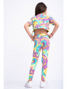 Compleu multicolor pentru fetite cu bluza scurta si colanti - Img 8