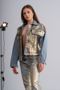 Metallic Blue Denim Jacket