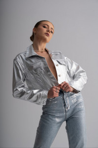 Metallic Silver Denim Jacket