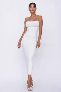 Rochie alba slim fit lunga pentru dama - Img 4