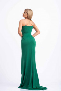Rochie cambrata din lycra verde cu trena si bretele versatile pentru dama - Img 4