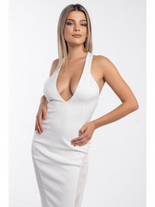 Rochie dama alba cu model abstract - Img 3