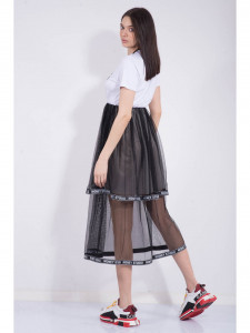 Rochie dama alba cu voal negru - Img 4