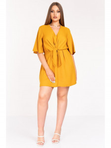 Rochie dama galbena cu nod in talie - Img 2