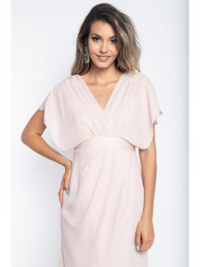 Rochie dama lunga roz cu maneca reglabila si nasturi - Img 6